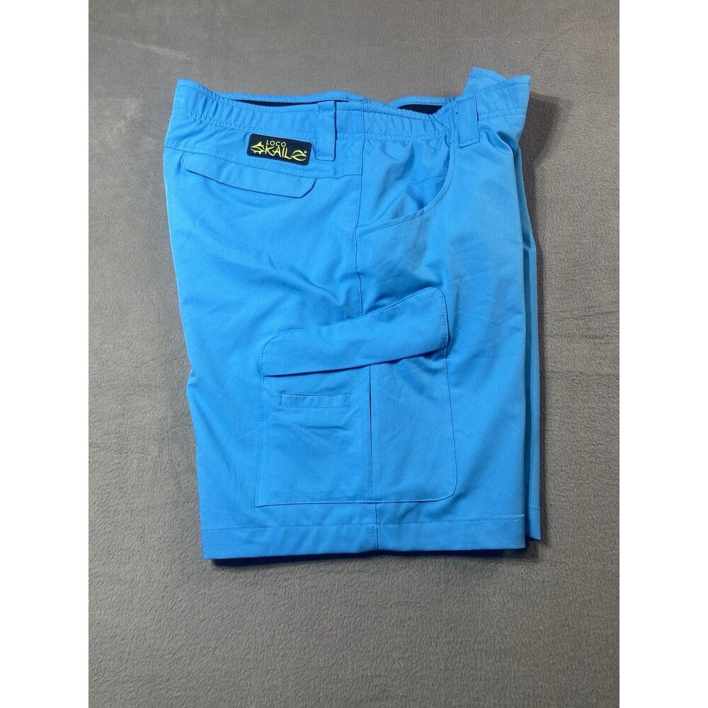 Loco Skail Blue Fishing Cargo Shorts Mens 36 Stretch Performance Zipper Pocket - Picture 10 of 12